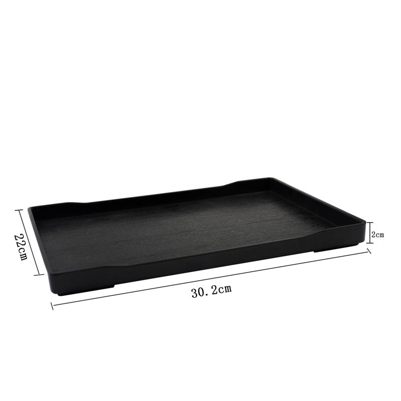 OMEM Reptile Bowl Large Food and Water Dish Enough Space Also Fit for Bath Simulated Wood Grain Surface (L, Black) - Image 5